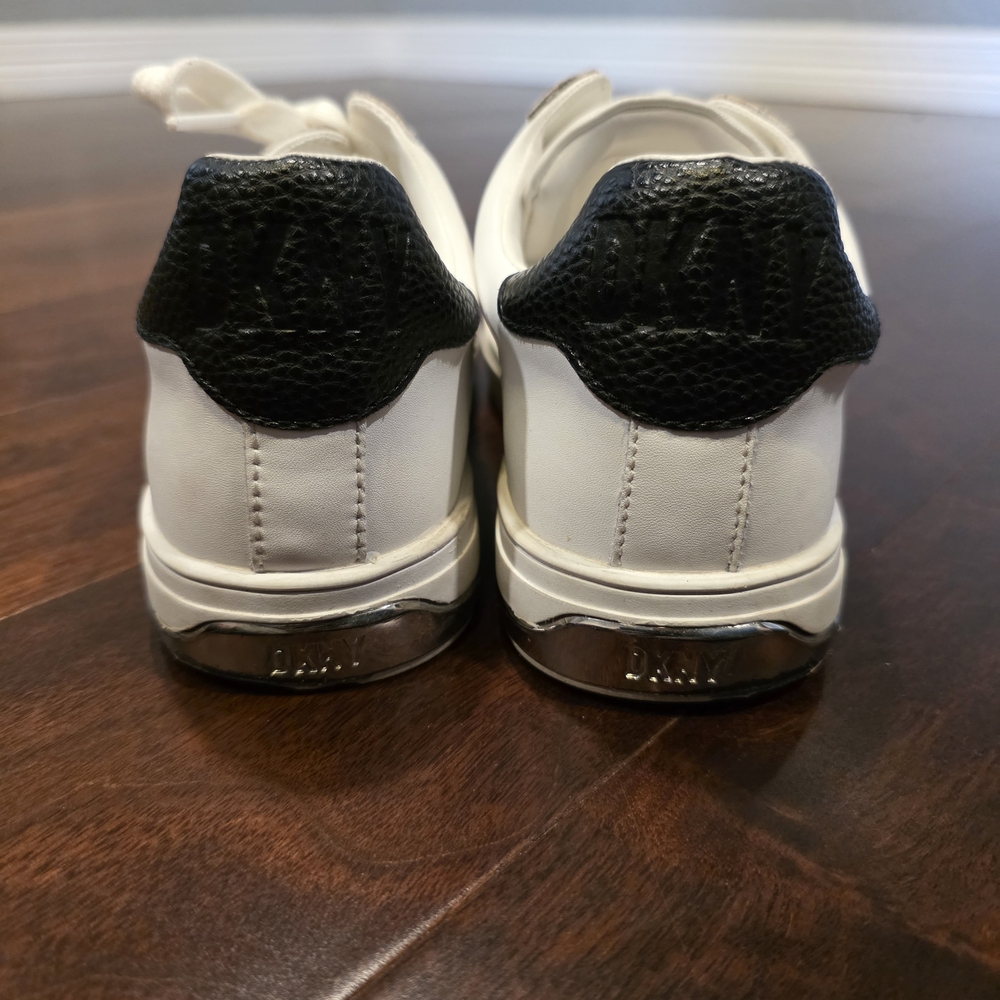 DKNY White Sneakers with Black Side Accents - Picture 4 of 7